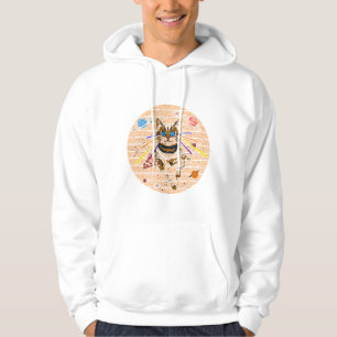 Lustige Pizza-Galaxie-Kunst mit Weltraumkatze und Hoodie