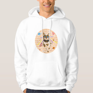 Lustige Pizza-Galaxie-Kunst mit Weltraumkatze und Hoodie