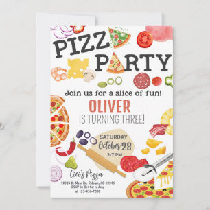 Lustige Pizza-Geburtstags-Einladung für Kinder JED Einladung