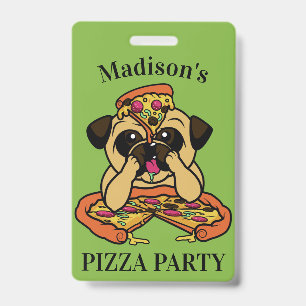 Lustige Pizza-Pug-Anstecknadeln mit individuellem Ausweis