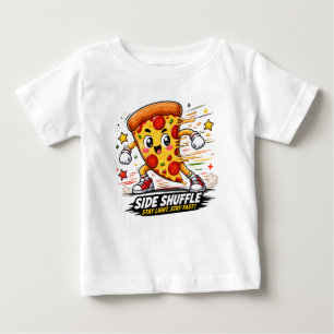 Lustige Pizza-Seit-Shuffle-Workout-Cartoon-Mascott Baby T-shirt
