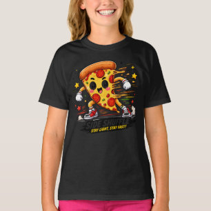 Lustige Pizza-Seit-Shuffle-Workout-Cartoon-Mascott T-Shirt