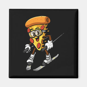 Lustige Pizza Ski Käsiger Kuchen Foodie Skifahren Magnet