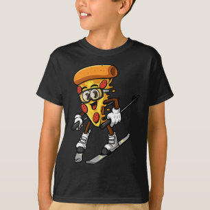 Lustige Pizza Ski Käsiger Kuchen Foodie Skifahren T-Shirt