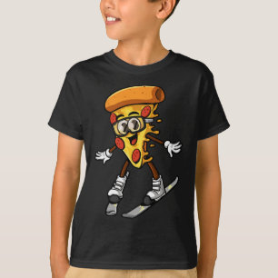 Lustige Pizza Skifahren Käsiger Kuchen Foodie Skif T-Shirt