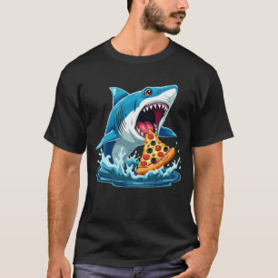 lustige Pizza zum Essen von Hai T-Shirt