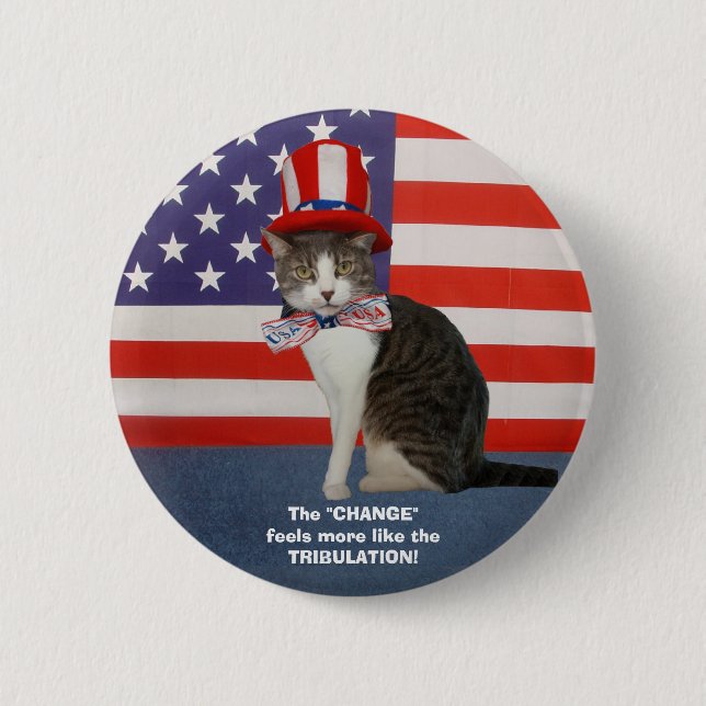 Lustige politische Katze/Miezekatze Button (Vorderseite)