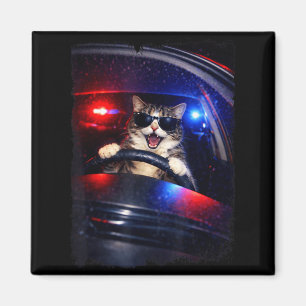 Lustige Polizei verrückte Katze fährt Auto lustige Magnet