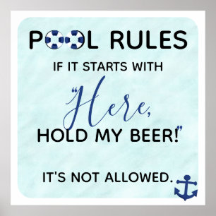 Lustige Pool-Regeln   halten hier mein Bier Poster