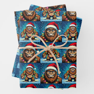 Lustige Pop-Art-Bigfoots-Weihnachten Geschenkpapier Set