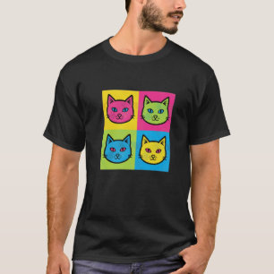 Lustige Pop-Art-Katzengesichter im Retro-Stil Katz T-Shirt