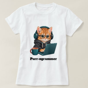Lustige Programmierer-Katze mit Purr-ogrammer-Wort T-Shirt