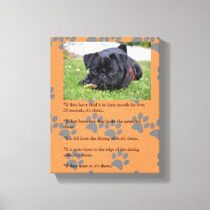Lustige PUG Besitzgesetze schwarzer Pug Welpe Leinwanddruck