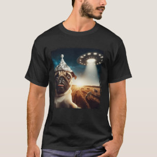 Lustige Pug-Entführung durch UFO-Selfie Hilarische T-Shirt