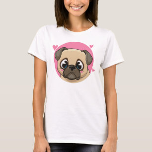 Lustige Pug-Mama Süße Welpen-Hund Liebhaber Cartoo T-Shirt