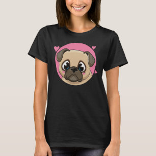 Lustige Pug-Mama Süßer Welpe Hundeliebhaber Cartoo T-Shirt