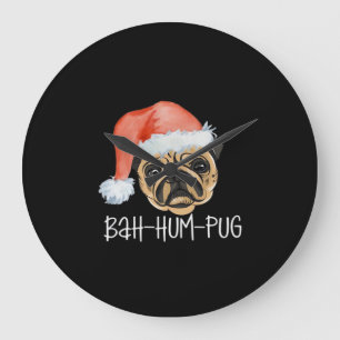 Lustige Pug Weihnachten Hund Mama Papa Pyjama Over Große Wanduhr
