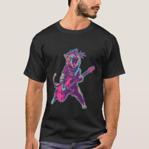 Lustige Punkrock-Katze spielt elektrische Gitarre T-Shirt