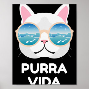 Lustige Pura Vida Katze - Costa Rica Surfen Surf W Poster