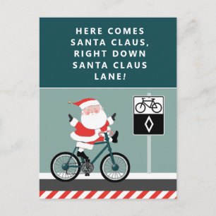 Lustige Radfahrer-Weihnachtskarte Feiertagspostkarte