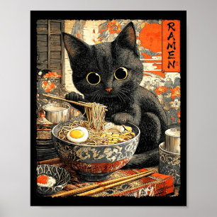 Lustige Ramen-Katze Nudel-Liebhaber Anime Otaku Poster