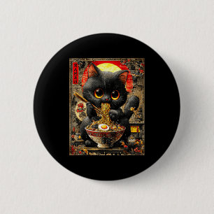 Lustige Ramen-Katze Nudelliebhaber Anime Otaku Button