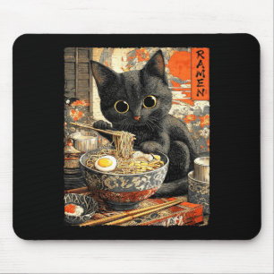 Lustige Ramen-Katze Nudelliebhaber Anime Otaku Mousepad