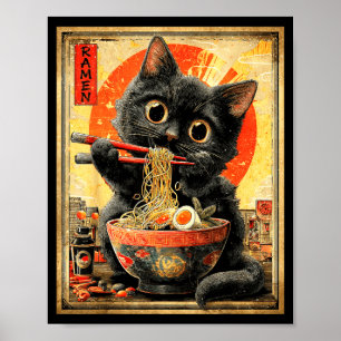 Lustige Ramen-Katze Nudelliebhaber Anime Otaku Poster