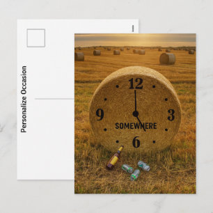 Lustige Rancher Ballen Kunst Five O 'Clock Irgendw Feiertagspostkarte
