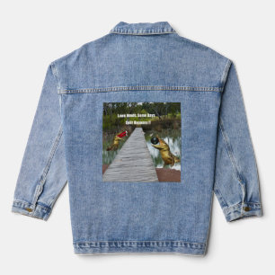 lustige Rasenschalen teilen sich, Dame Denim Jacke