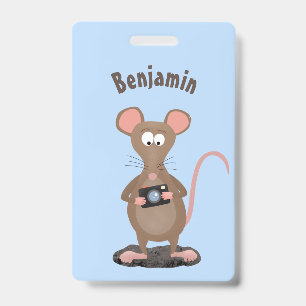 Lustige Ratte mit Kamera Cartoon-Illustration Ausweis