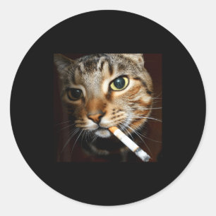 Lustige rauchende Katze Meme dunkler Humor sarkast Runder Aufkleber
