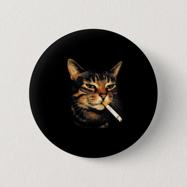 Lustige rauchende Katze Zigarette Kätzchen Meme Du Button (Vorderseite)
