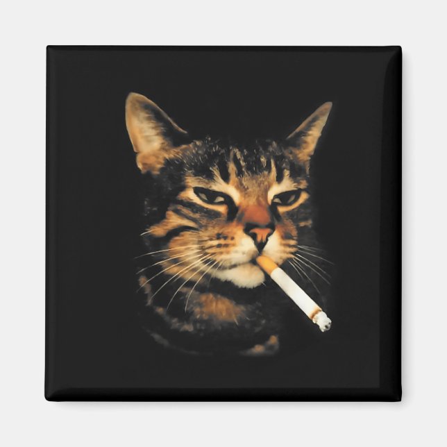 Lustige rauchende Katze Zigarette Kätzchen Meme Du Magnet (Vorne)