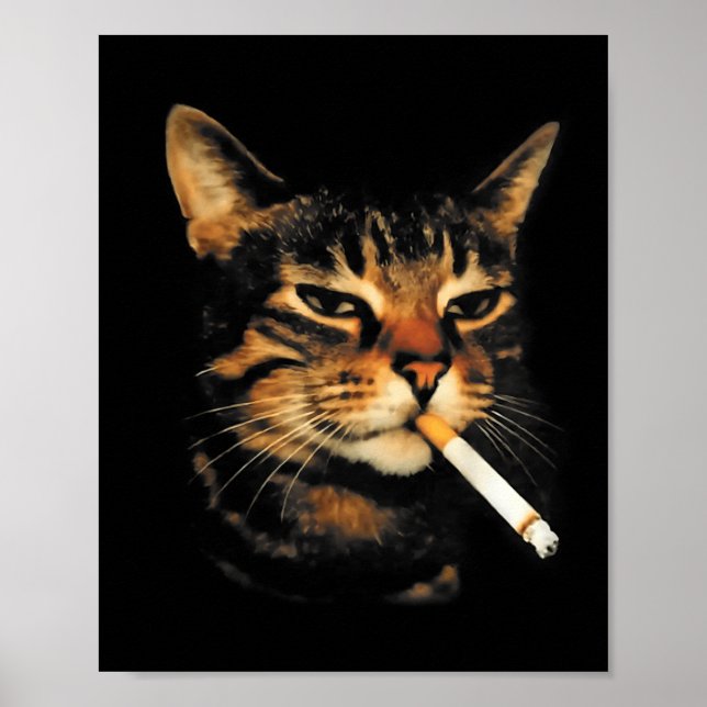 Lustige rauchende Katze Zigarette Kätzchen Meme Du Poster (Vorne)