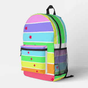 Lustige Regenbogen- und Sternenmuster-Cut-Sew-Tasc Bedruckter Rucksack