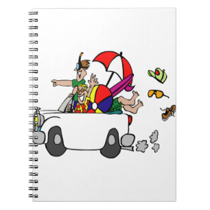 lustige Reise Cartoon Autoferien Notizblock