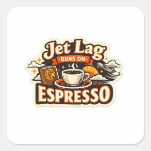 Lustige Reise-Kaffee-Liebhaber-Mütze Quadratischer Aufkleber