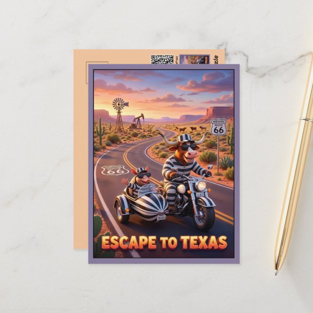 Lustige Reise nach Texas 3D Reise Postkarte (Vorderseite/Rückseite Beispiel)