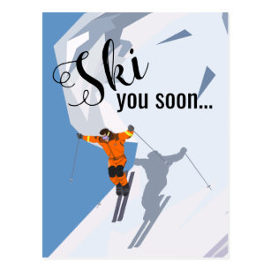 Lustige Skifahren Postkarten Zazzle.ch