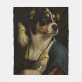 Lustige Renaissance-Hund- und Nymphensittich-Maler Fleecedecke