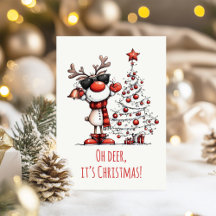 Lustige Rentier-Weihnachtskarte – Oh Hirsch!