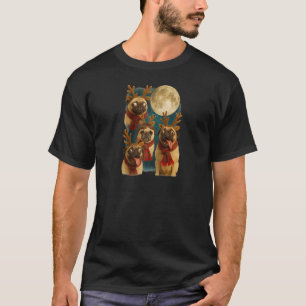 Lustige Rentiere Pugs Meme Vollmond Weihnachten Ra T-Shirt