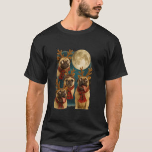 Lustige Rentiere Pugs Meme Vollmond Weihnachten  T-Shirt