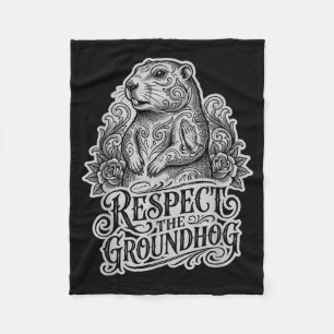 Lustige Respektiere den Waldmurmeltiertag Stil Fleecedecke