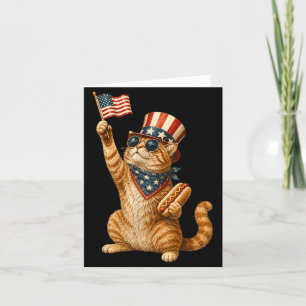 Lustige Retro 4. Juli Katze Hot Dog Liebhaber Karte