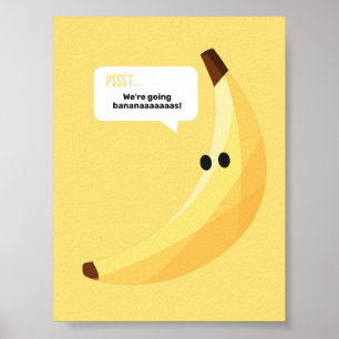 Lustige Retro-Bananen-Partyartikel mit witzigen Sp Poster