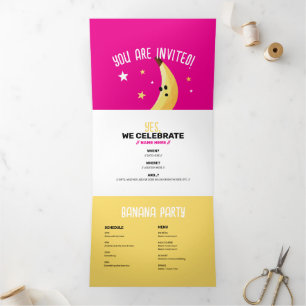 Lustige Retro-Bananen-Partygeschenke Wortspiele Ed Dreifach Gefaltete Einladung