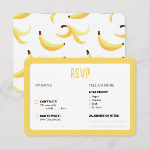 Lustige Retro-Bananen-Partygeschenke-Wortspiele Ed RSVP Karte