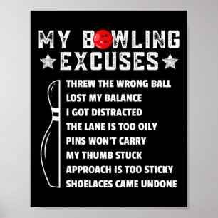 Lustige Retro-Bowling-Ausreden für Liga-Abend Bowl Poster